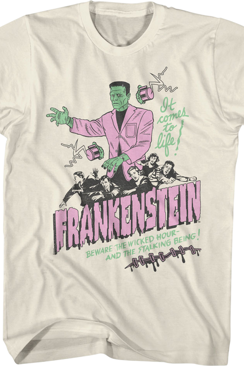 Vintage It Comes To Life Illustration Frankenstein T-Shirt