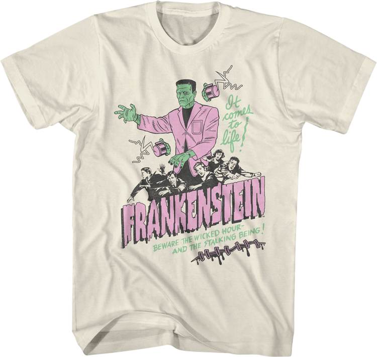 Vintage It Comes To Life Illustration Frankenstein T-Shirt
