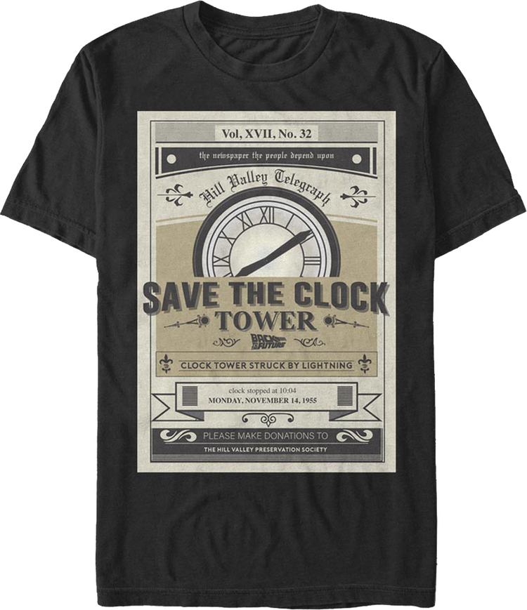 Vintage Save The Clock Tower Back To The Future T-Shirt