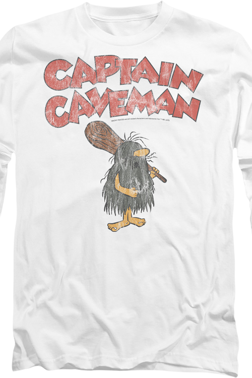 Vintage White Captain Caveman Long Sleeve Shirt