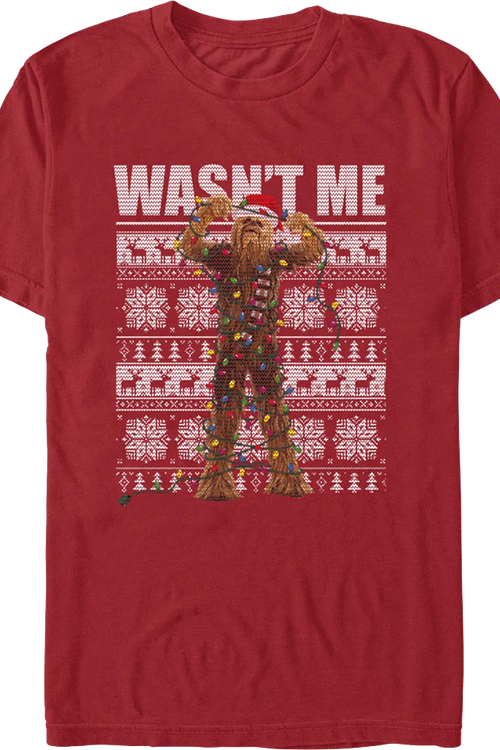 Wasn't Me Chewbacca Faux Ugly Christmas Sweater Star Wars T-Shirt