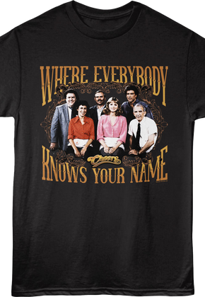 Where Everybody Knows Your Name Original Cast Photo Cheers T-Shirt