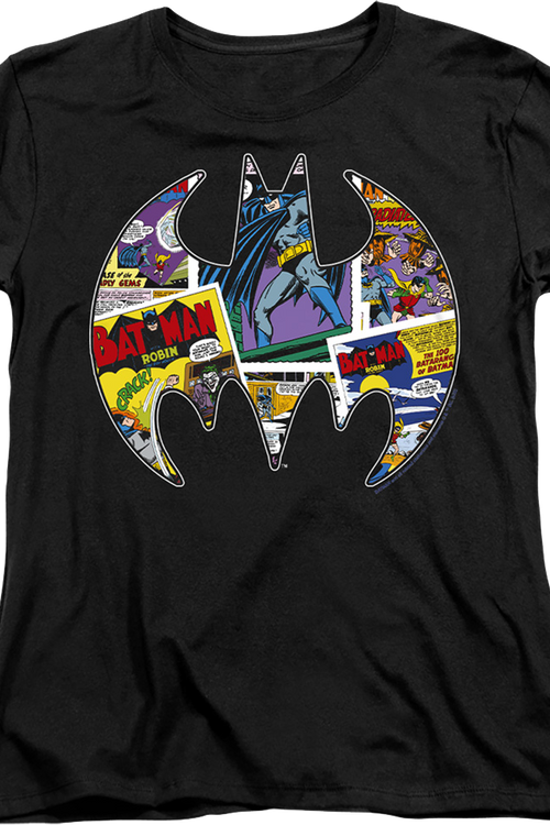 Womens Batman Logo Collage DC Comics Shirt