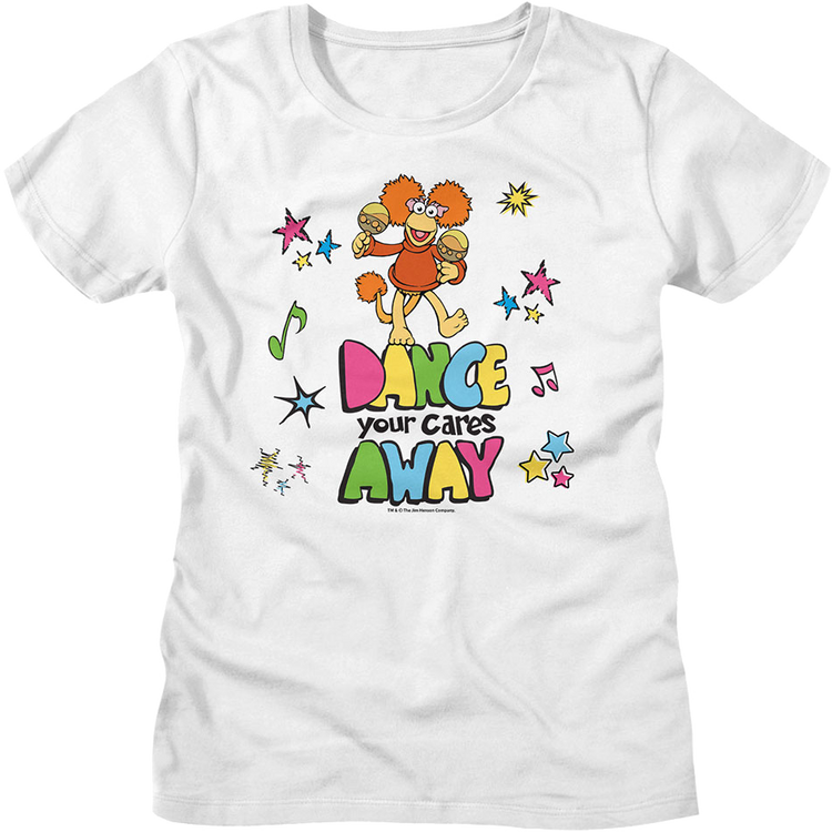 Womens Dance Your Cares Away Colorful Shapes Fraggle Rock Shirt