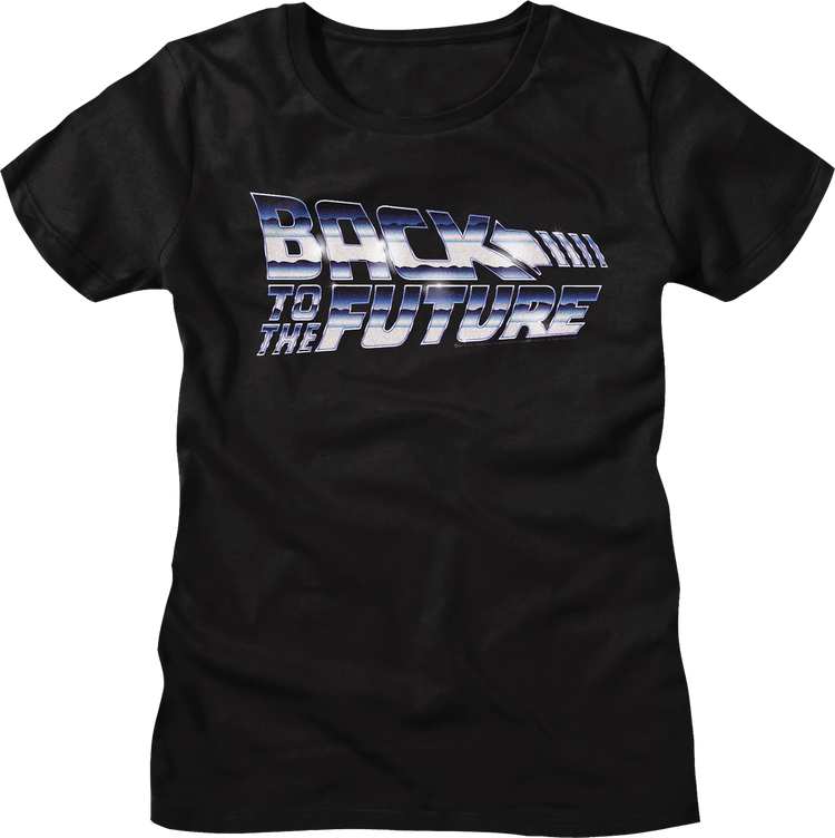 Womens Faux Chrome Logo Back To The Future Shirt