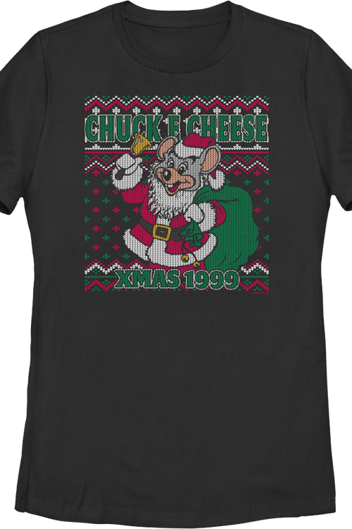 Womens Faux Ugly Xmas 1999 Sweater Chuck E. Cheese Shirt