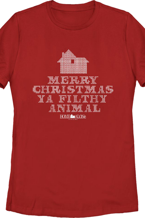 Womens Filthy Animal Faux Ugly Knit Christmas Sweater Home Alone Shirt