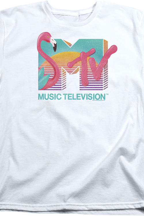 Womens Flamingo Sunset Logo MTV Shirt