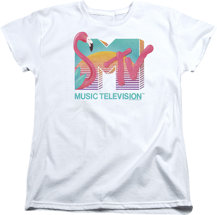 Womens Flamingo Sunset Logo MTV Shirt
