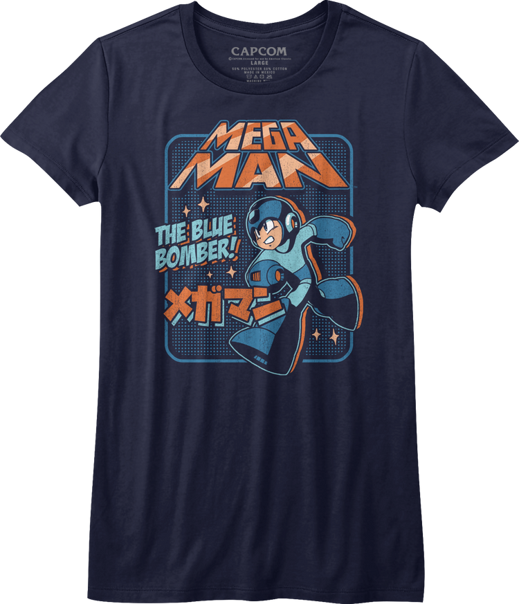 Womens Japanese Blue Bomber Mega Man Shirt