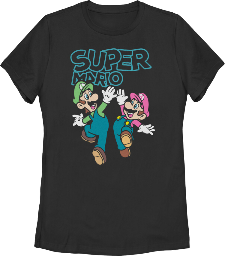 Womens Luigi & Mario High Five Super Mario Bros. Shirt
