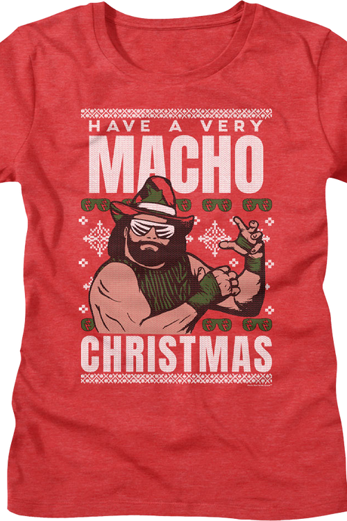 Womens Macho Christmas Faux Ugly Sweater Macho Man Randy Savage Shirt