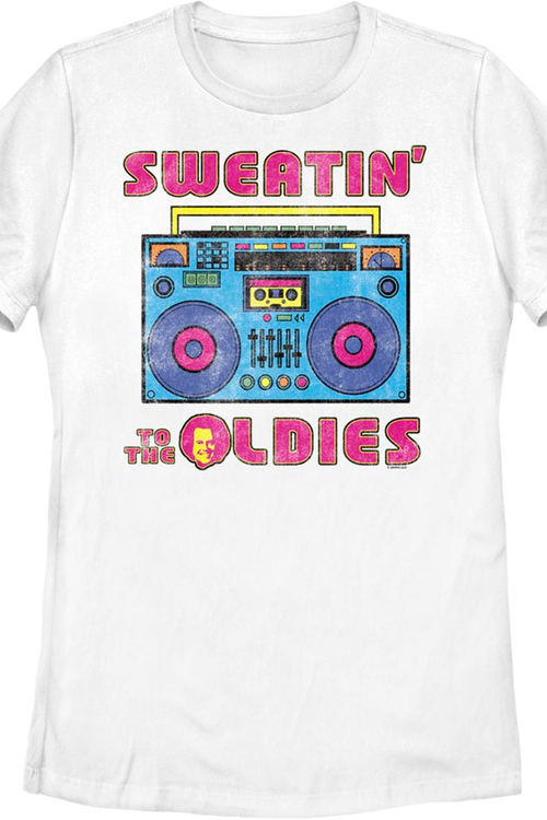 Womens Sweatin' To The Oldies Boombox Richard Simmons Shirt
