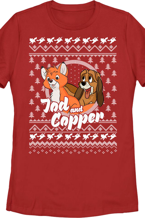 Womens The Fox and the Hound Faux Ugly Christmas Sweater Disney Shirt