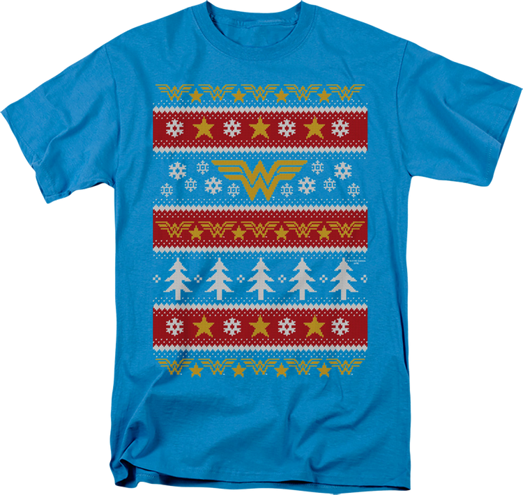 Wonder Woman Faux Ugly Christmas Sweater DC Comics T-Shirt