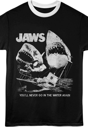 You'll Never Go In The Water Again Collage Jaws Ringer Shirt