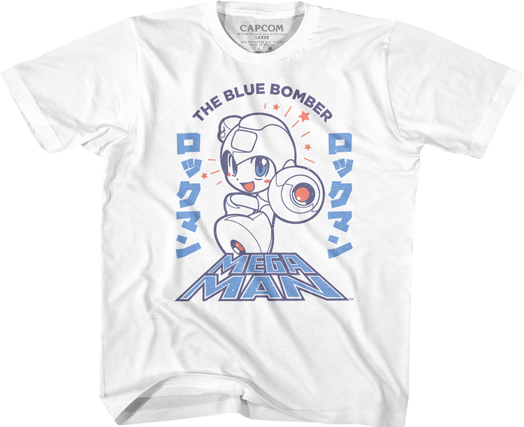 Youth Japanese Text Mega Man Shirt