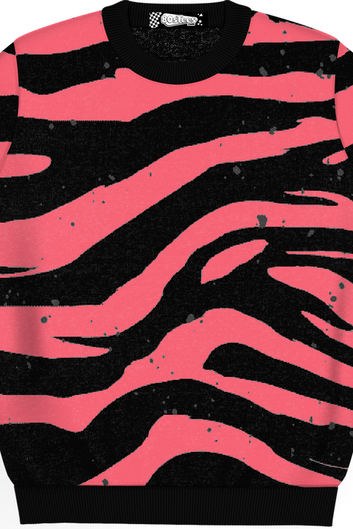 Zebra Pattern Knitted Sweater